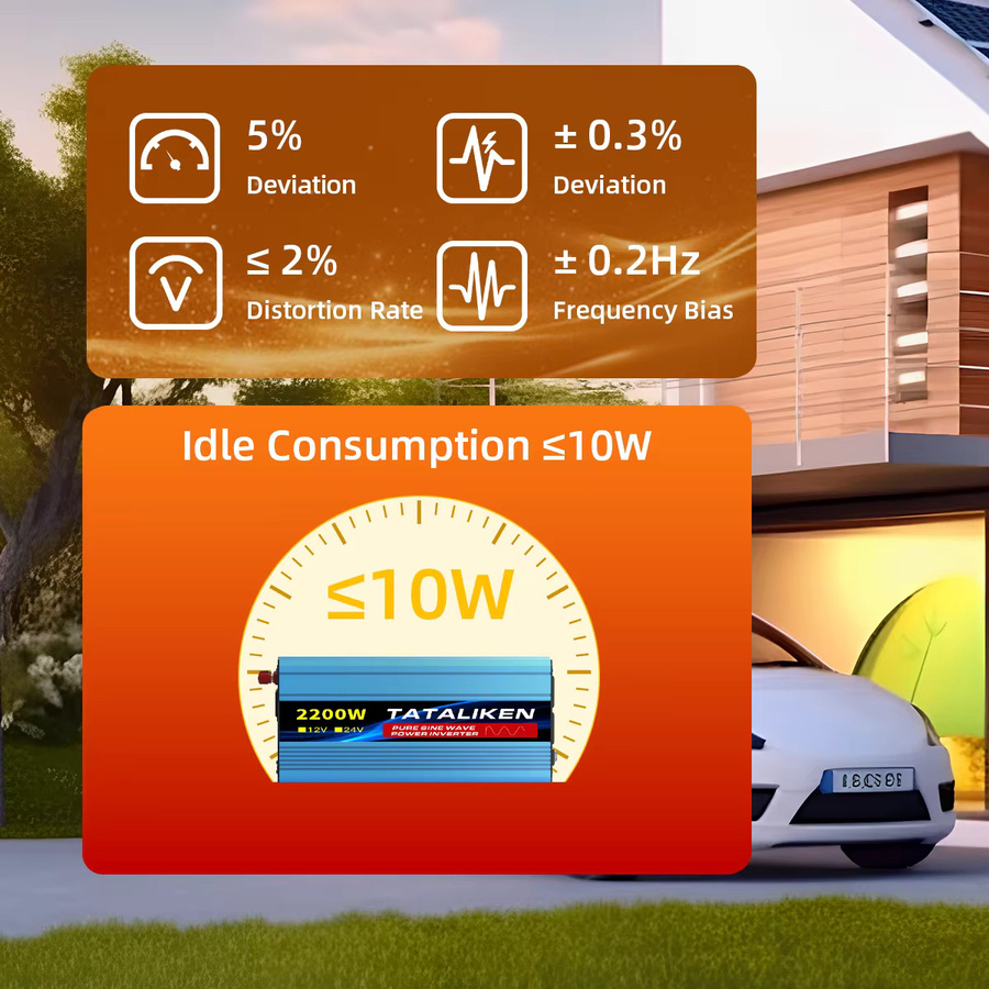 TATALIKEN Reiner Sinus-Wechselrichter 12V auf 220V 60Hz mit Digitalanzeige und intelligenter Temperaturkontrolllüfter - Bild 4