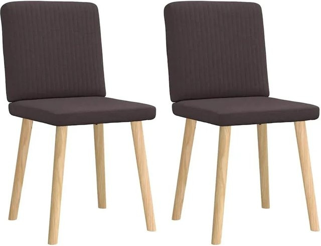 vidaXL Esszimmerstühle 2er Set Dunkelbraun Stoff mit Gummibaumholz und Metallgestell - Bild 1