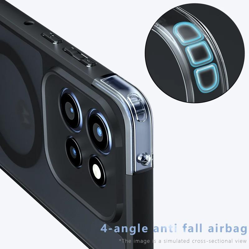 Stoßfeste magnetische Acryl-Matt-Hülle für Motorola Edge 50 NEO in Transparent Schwarz - Bild 3