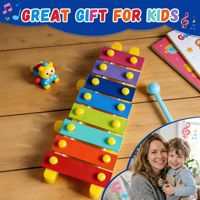 Binchi Outdoor Product Kinder Xylophon, 8 Töne, Buntes Glockenspiel, Musikinstrument Spielzeug - Bild 1