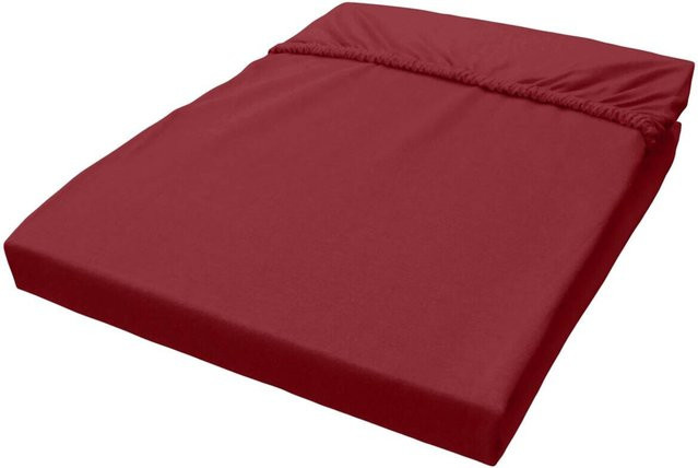 Pocoline Jersey Spannbetttuch aus Baumwolle in Rot, B/H/T: 100 x 200 x 28 cm - Bild 1