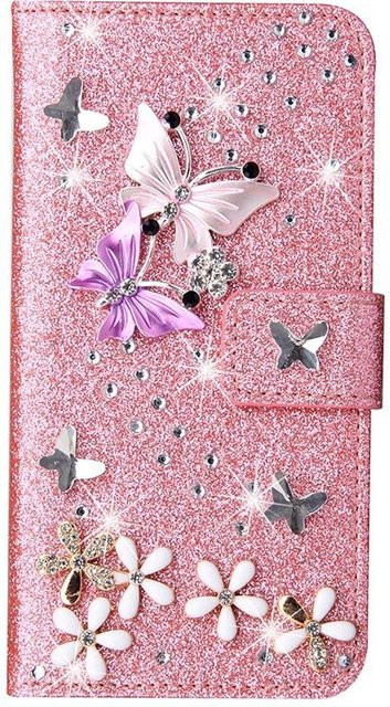 Glitzer Portemonnaie Klapphülle für Samsung Galaxy S26 Ultra S25 FE S24 S23 S22 Plus S21 A36 A56 A15 A16 A26 A55 A34 A35 A54 in Pink - Bild 1