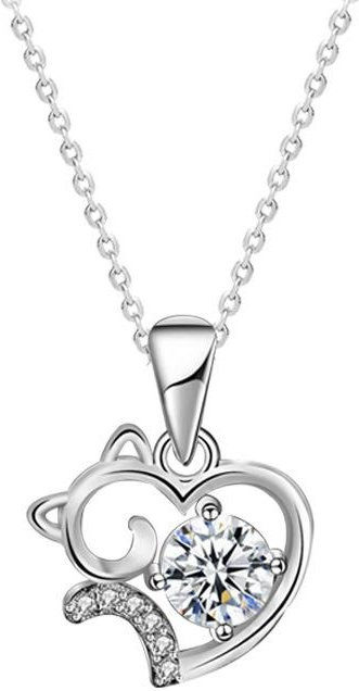 POMOiii Halskette Katze, 925 Silber, Diamant, Zirkonia, Damen - Bild 1