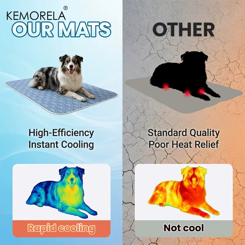 Kemorela Hundekühlmatte aus eisglänzendem Fasergewebe in Blau für Welpen und erwachsene Hunde - Bild 5
