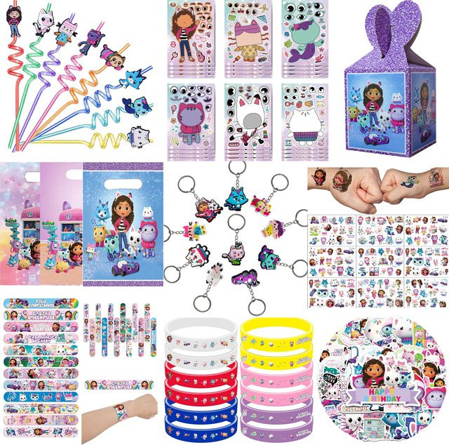 Disney Gabby Dollhouse Party-Geschenke, Katzen-Tattoo-Aufkleber, Schlüsselanhänger, Armband, Geschenktüte, Klassenzimmer-Belohnungen, Geburtstagsparty-Piñata-Füller - Bild 1