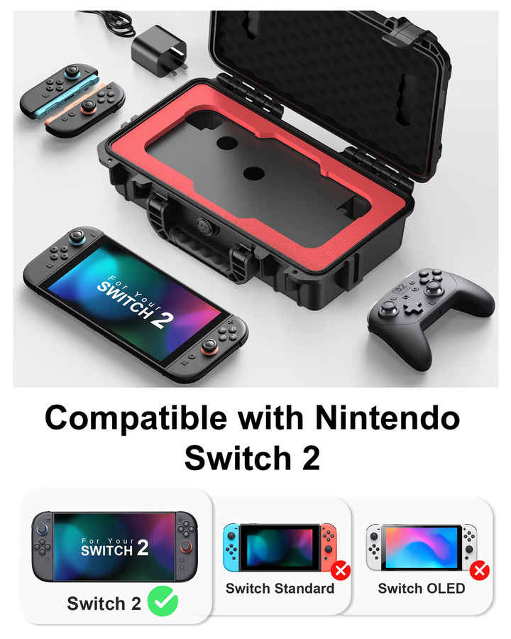 DEVASO Wasserdichte Hartschalen-Reisetasche für Nintendo Switch 2 und Zubehör, Schwarz - Bild 2
