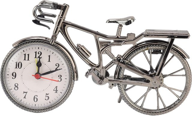 CosyHome Vintage Fahrraduhr als analoger Tischwecker in Grau/Silber mit Retro-Design - Bild 1