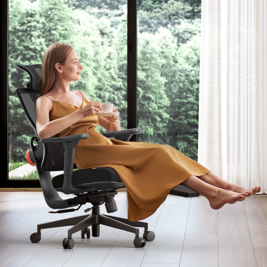 Ergonomischer Bürostuhl NEWTRAL MagicH-BP in Schwarz mit Fußstütze, adaptiver Lendenwirbelstütze und verstellbarer Kopfstütze - Bild 6