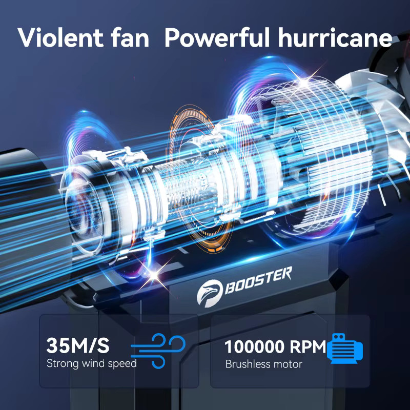 BOOSTER Turbo Fan W01 Wiederaufladbares Luftgebläse in Schwarz mit 100000 RPM bürstenlosem Motor als kabelloser Computer-Tastaturreiniger und elektrischer Trockner - Bild 3