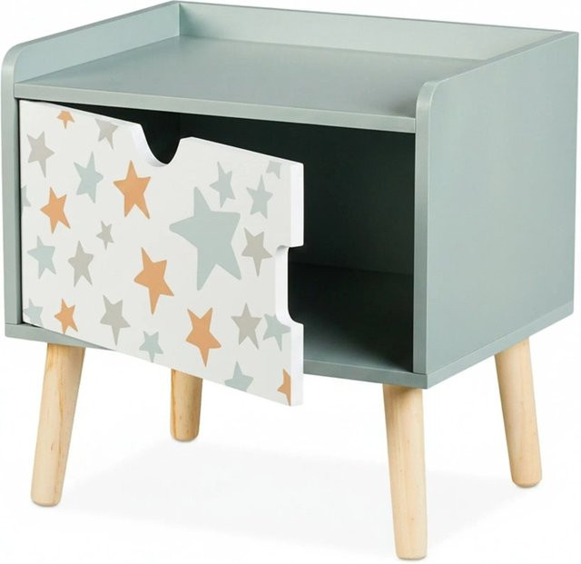 Relaxdays Kindernachttisch aus MDF Holz in Bunt mit Staufach, B/T/H: 41 x 40 x 30 cm - Bild 1