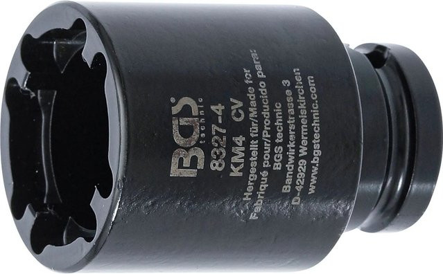 BGS Nutmutternschlüssel Zapfen Innen Liegend KM4 8327 aus Chrom-Vanadium-Stahl in Schwarz 1/2 Zoll - Bild 1