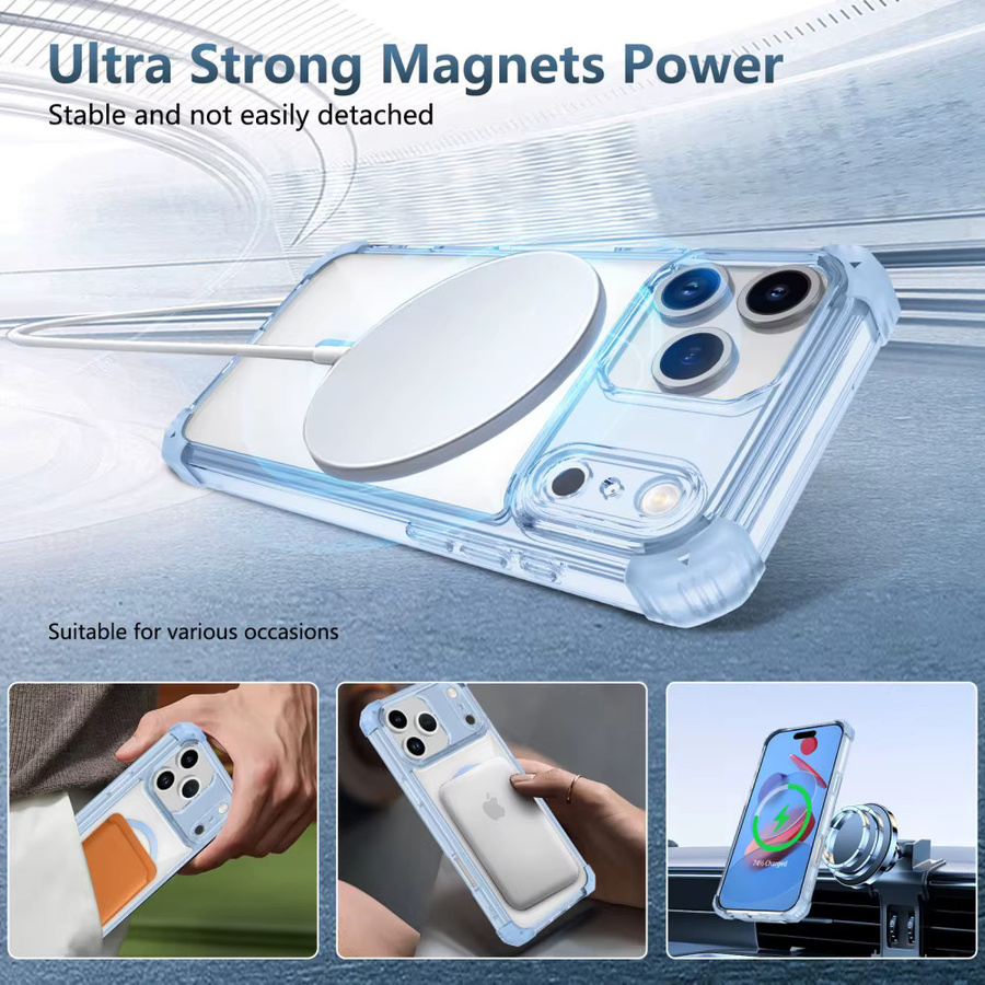 Xeber Magnethülle für iPhone 11 bis 17 Pro Max Air Plus, transparente stoßfeste Acryl-Hartschale mit MagSafe Kompatibilität - Bild 2