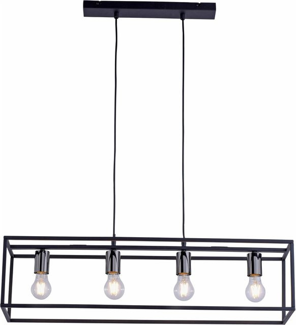 JUST LIGHT Pendelleuchte Fabio Schwarz 4-flammig Vintage aus Metall mit E27 Fassung - Bild 1