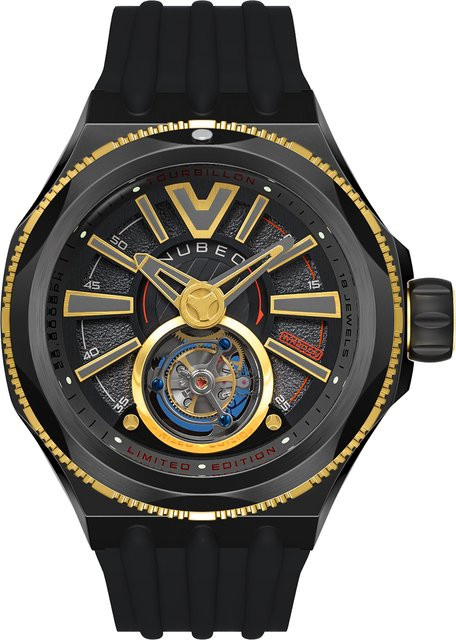 Nubeo Herrenuhr Messenger Tourbillon, Edelstahl, 52 mm, Schwarz - Bild 1