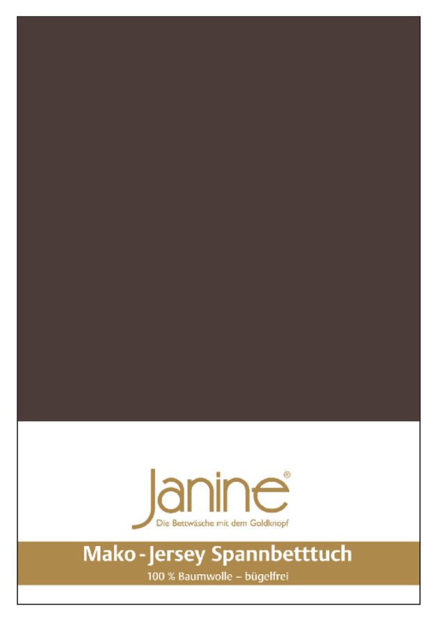 Janine Mako Jersey Spannbetttuch Bettlaken aus Baumwolle, Farbe: Dunkelbraun, B/T: 140-160 x 200 cm - Bild 1
