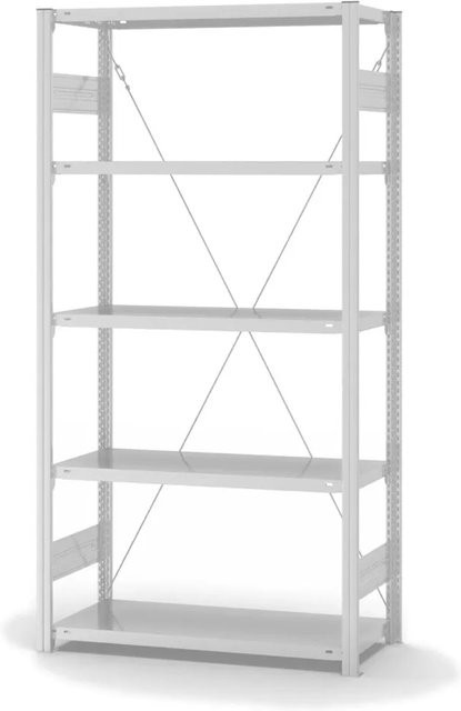 PROREGAL Lebensmittel Fachbodenregal Stecksystem mit T-Profil in Weiß, H x B x T: 200 x 100 x 40 cm, 5 Ebenen mit hygienischer Beschichtung - Bild 1
