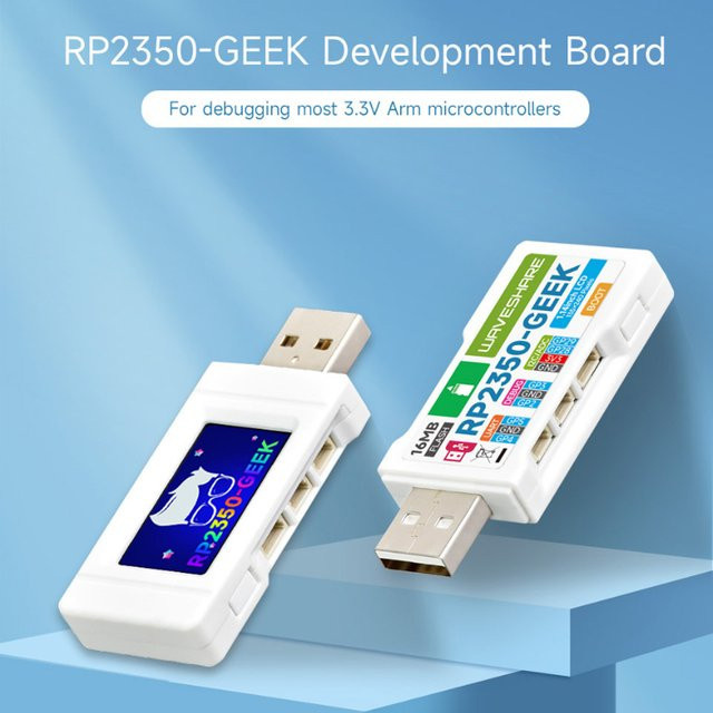 RP2350-GEEK Entwicklungsboard mit 1,14 Zoll 65K Farb-LCD, RP2350 Mikrocontroller, USB-C Debugging Downloader und Kunststoffgehäuse in Weiß - Bild 1