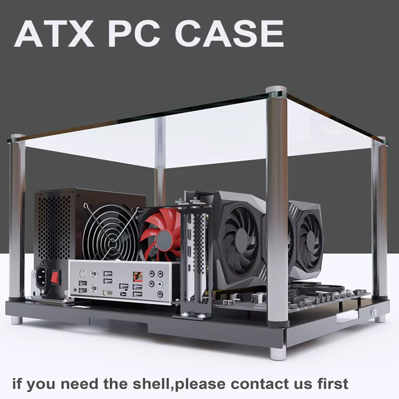 Open Frame Gaming Computer Gehäuse PC-Test Bench in Schwarz für ATX und MATX Motherboards - Bild 4