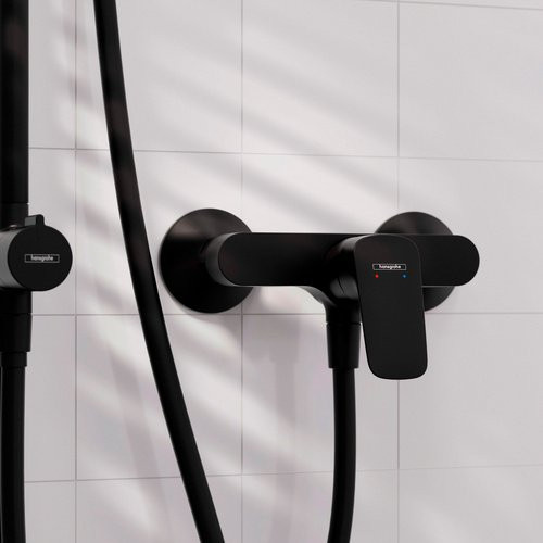 Hansgrohe Einhebel-Brausemischer Logis Aufputz Armatur in Mattschwarz, B: 220 mm, H: 167 mm, T: 144 mm - Bild 1