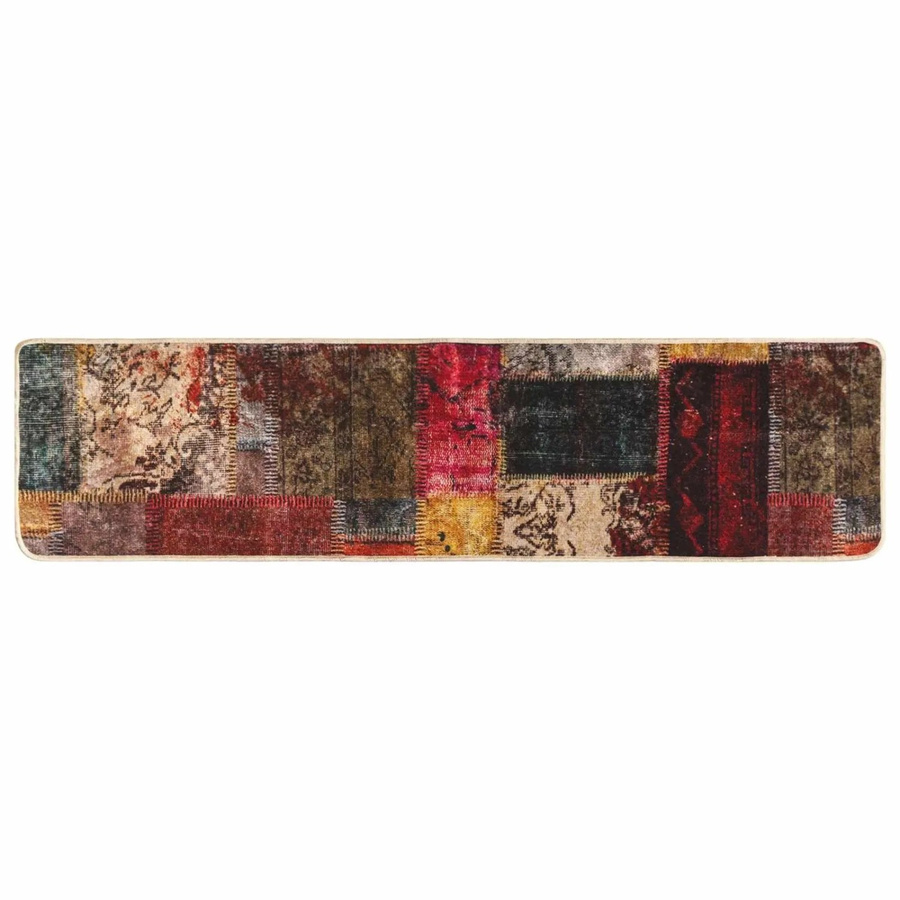 vidaXL Teppichläufer MARSA Patchwork Mehrfarbig aus Polyester und PVC, rutschfest und waschbar, Breite: 50 cm, Länge: 250 cm - Bild 2