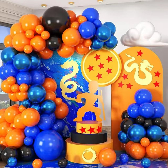 RENYUAN Ballon-Girlanden-Set in Orange und Blau mit Sternen-Folienballons für deine Party-Dekoration - Bild 1