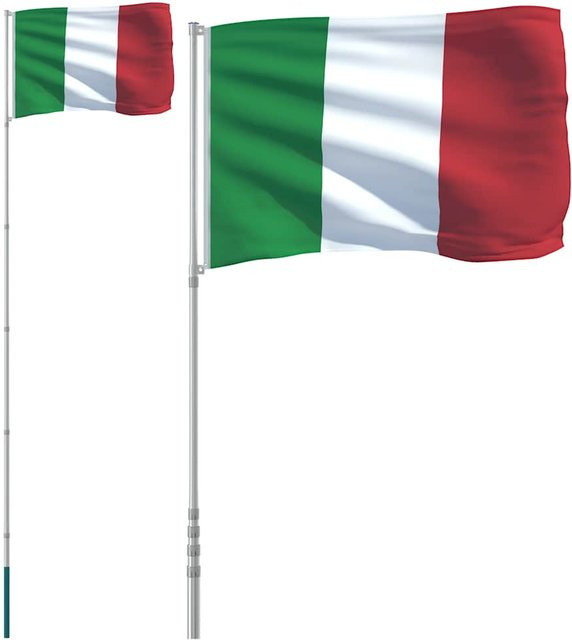 Yiwydaa Italienische Flagge aus Polyester mit 5,5 m Aluminiummast in Multicolor - Bild 1