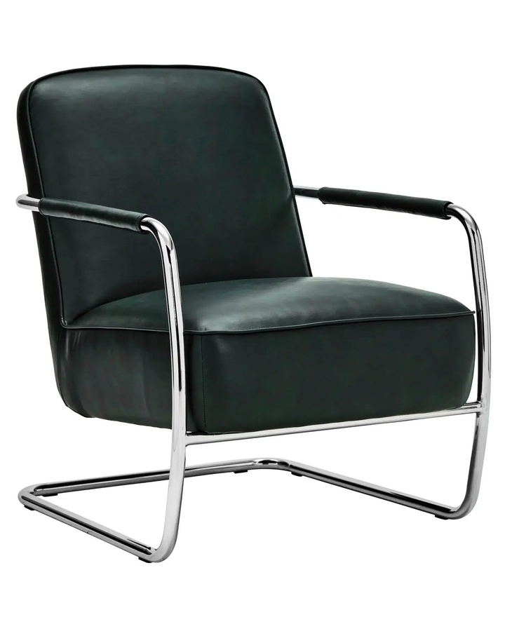 House Doctor Loungesessel Comma in Dunkelgrün mit Metallgestell und Armlehnen, Höhe: 76 cm, Breite: 77 cm, Tiefe: 67 cm - Bild 1
