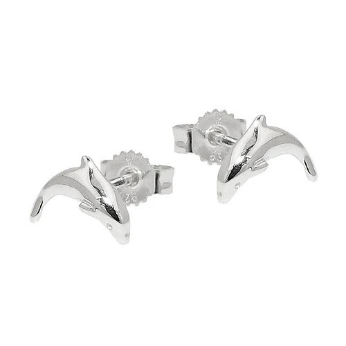 Colfem Ohrstecker 925 Silber, springender Delfin, Damen - Bild 1