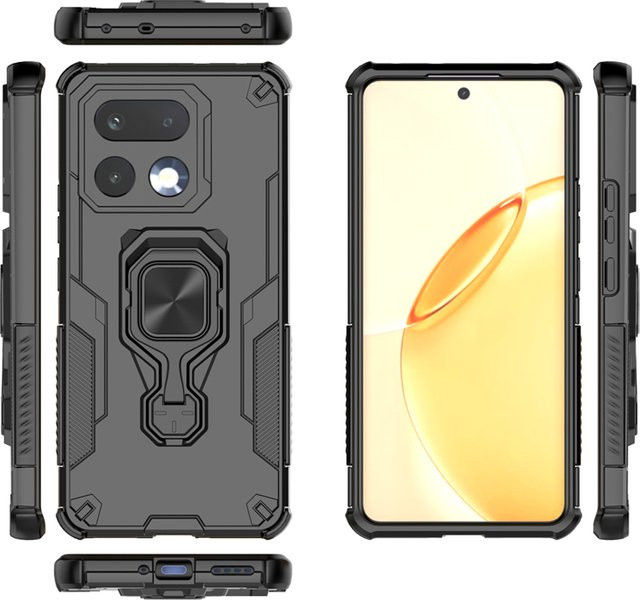 Robuste und stoßfeste Schutzhülle für Realme 16 Pro Plus und Realme 16 Pro mit Ringhalterung in Grau - Bild 1