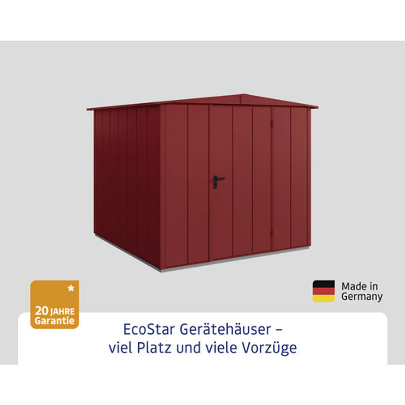 Ecostar Gerätehaus Elegant-S aus Metall in Rot mit B/H/T: 238 x 216 x 238 cm - Bild 3