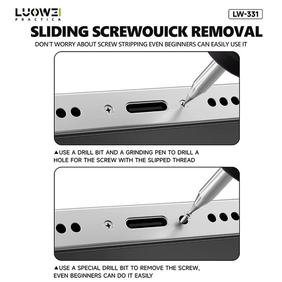 LUOWEI LW-331 Slip-Zahnbohrer-Set in Silber zum Entfernen defekter Schrauben für mobile Reparaturen und Bohrarbeiten - Bild 2
