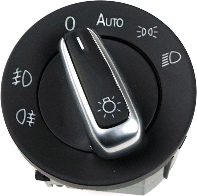 BROSS Nebelscheinwerfer Schalter Bedienknopf mit Auto Symbol 10 Pin für VW Modelle Alhambra, Farbe: Schwarz/Silber - Bild 1