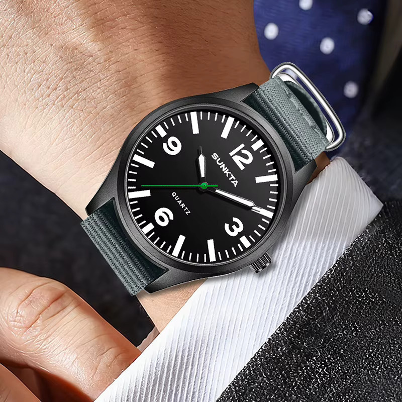 LIGE Armbanduhr, Quarz, Textil/NATO, Schwarz, Herren - Bild 5