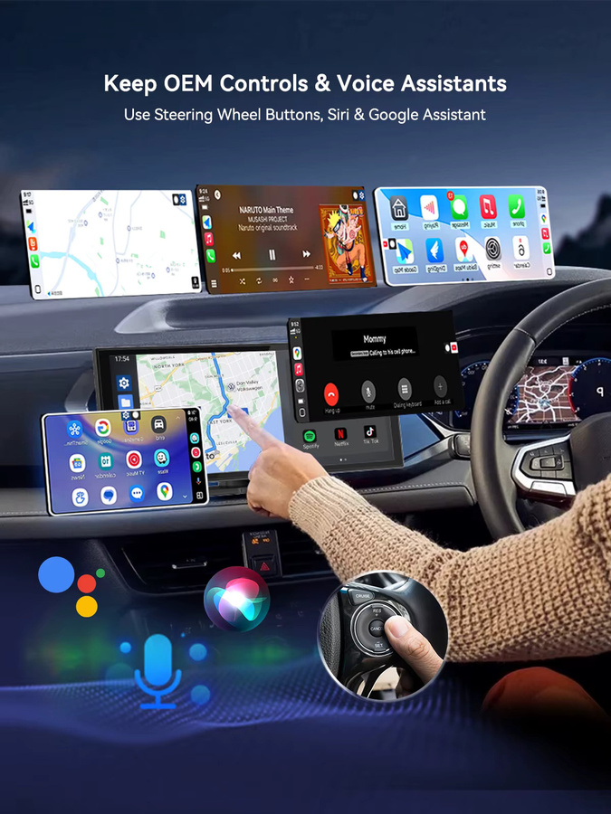 Spedal 2-in-1 CarPlay und Android Auto Adapter USB-C, kabelloser Dongle in Schwarz - Bild 4