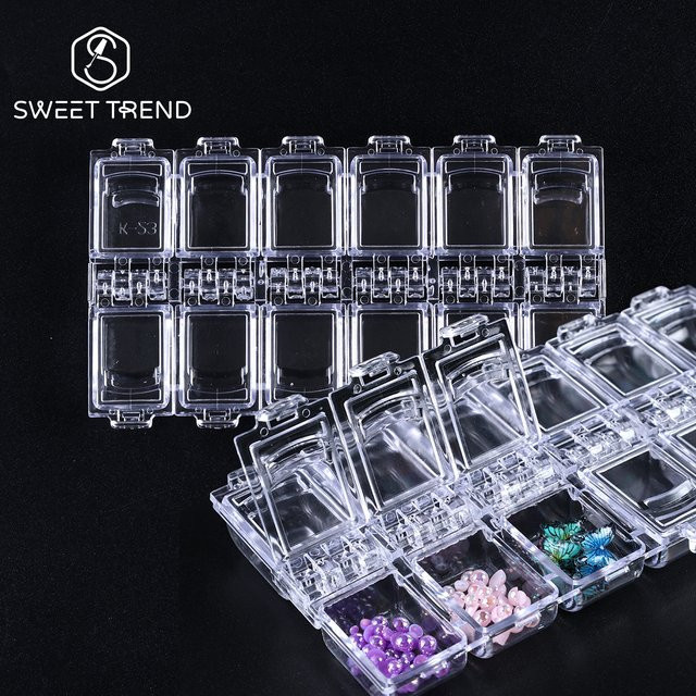 SWEET TREND Aufbewahrungsbox für Nagelzubehör, 12-Fächer, transparent, schwarz - Bild 1