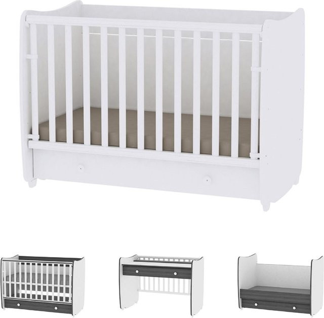Lorelli Babybett Dream umbaubar als Kinderbett und Schaukelbett mit Schreibtisch, weiß, B/T: 140 x 70 cm - Bild 1