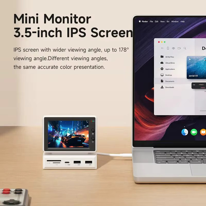 Hagibis 3,5-Zoll IPS Mini-Bildschirm mit USB-C-Hub als AIDA64 Datenmonitor für PC, Laptop und MacBook in Weiß - Bild 3