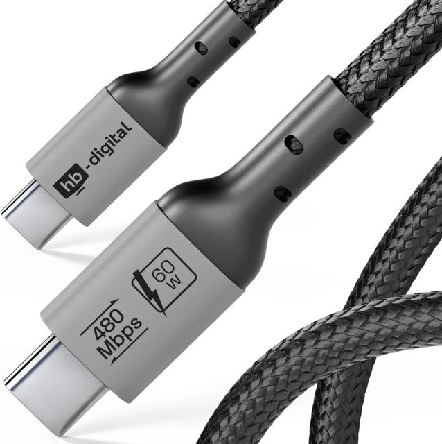 hb-digital USB-C auf USB-C Kabel Schwarz 0,5m 60W 480Mbps USB 2.0 - Bild 1