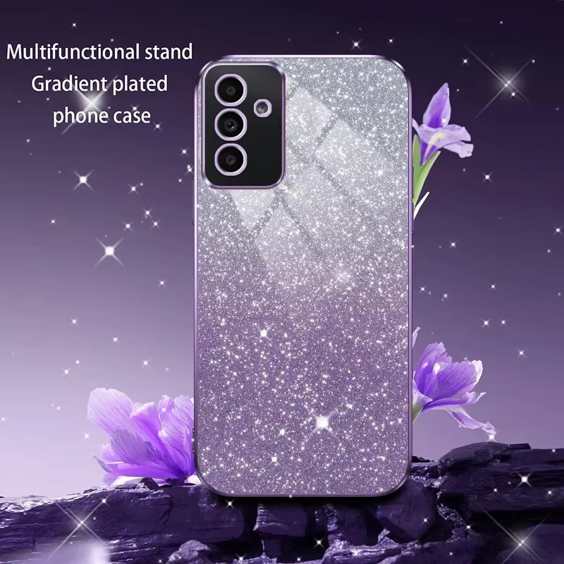 Glänzende Silikonhülle mit quadratischer Glitzerbeschichtung für Samsung Galaxy A15, A25, A35 und A55 5G in Pink - Bild 2