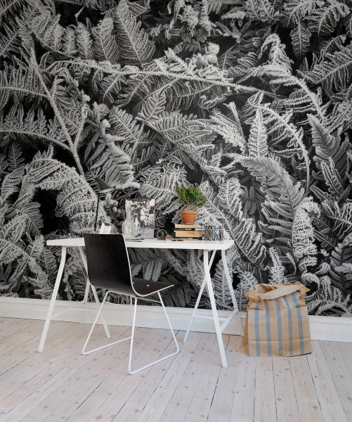 Rebel Walls Mural Frost Leaf Wandtattoo in Grau im skandinavischen Floral-Design - Bild 3
