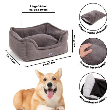 Wallace & Jones Hundebett Harmony S in Grau aus Mikrofaser mit abnehmbarem Bezug und rutschfester Unterseite - Bild 2