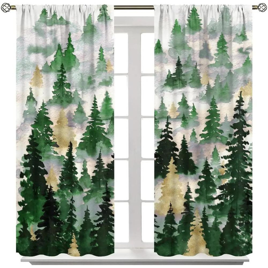 Yiran Furniture Vorhang mit Wildtier-Motiv Bär Hirsch Fuchs Wolf, 2er-Set halbverdunkelnd, Multicolor, Breite: 100 cm, Höhe: 130 cm - Bild 2