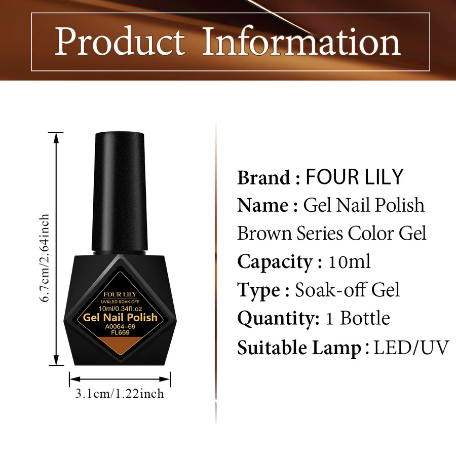 Four Lily Gel-Nagellack, kaffeebraun, glänzend, 10 ml - Bild 6