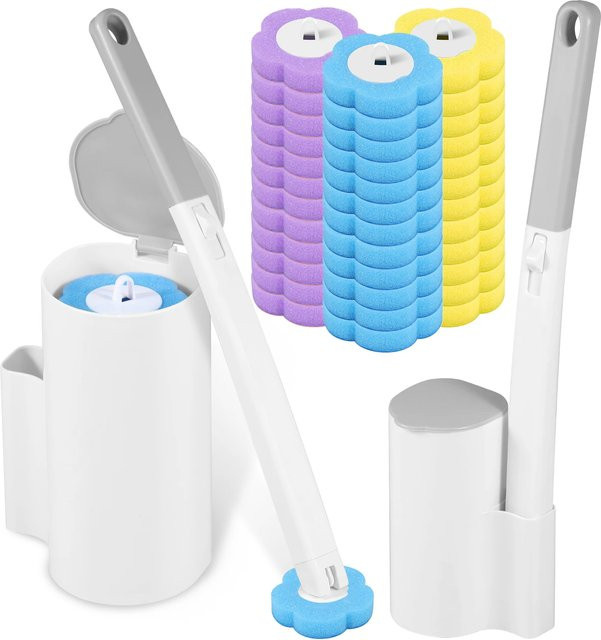 Willstar Einweg-Toilettenbürsten-Ersatzkopf Reinigungsset mit langem Griff in Blau - Bild 1