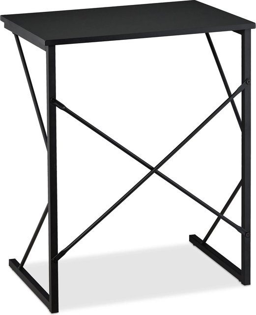 Relaxdays Schreibtisch in Schwarz, modern und kompakt aus MDF und Metall, B/T/H: 75 x 60 x 40 cm - Bild 1