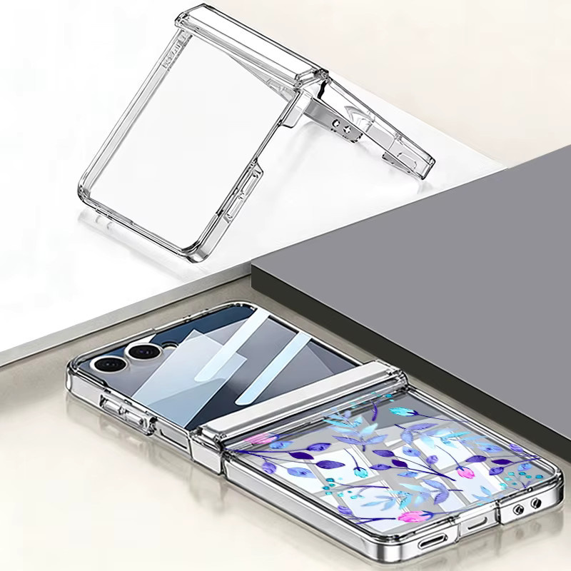 Magnetische Adsorptions-Handyhülle für Samsung Galaxy Z Flip6 und Z Flip5 mit buntem Blattdruck in Multicolour und Transparent - Bild 3