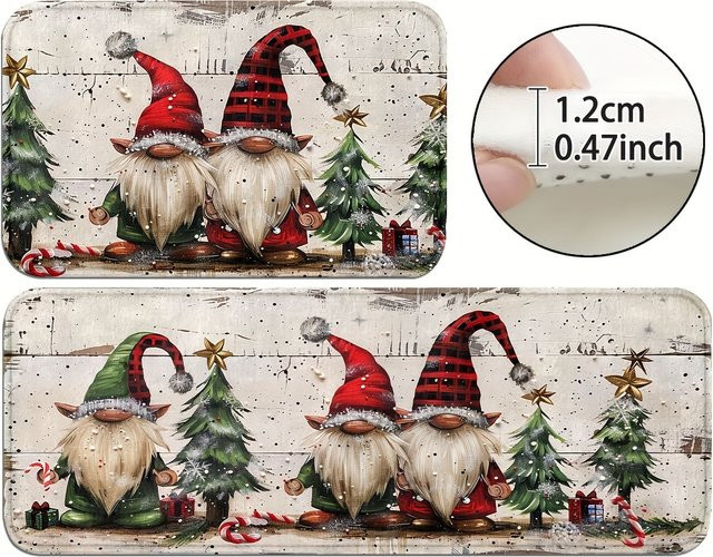 VIKAMA Weihnachtsteppich Set aus 2 Stück, Mehrfarbig, Rechteckig, B/T: 60 x 40 cm - Bild 1