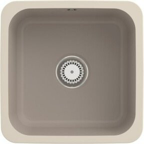 Villeroy & Boch Unterbauspüle Cisterna 50 in Beige mit Ablaugsiphon und Mischbatterie aus CeramicPlus Keramik - Bild 1