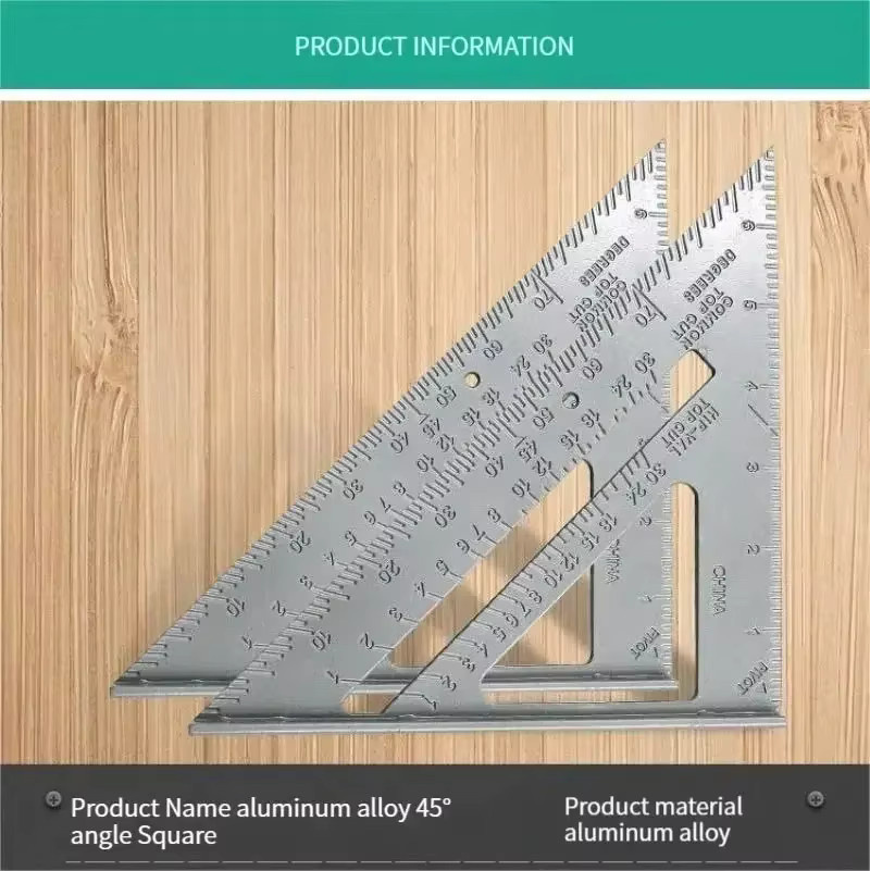 Präzises 7-Zoll Dreieckslineal aus Aluminiumlegierung in Silber für die Holzbearbeitung und Messung - Bild 5
