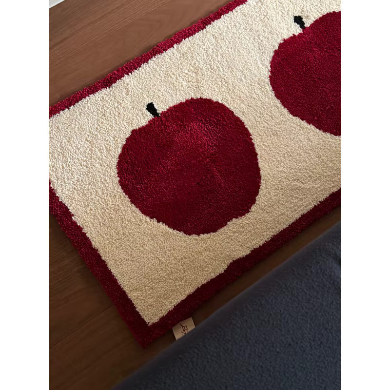 VIKAMA Apfel-Teppich rot gestreift, weicher und flauschiger Teppich für Wohnzimmer, Schlafzimmer und Flur, B/T: 120 x 120 cm - Bild 4